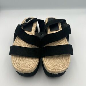 NWOT Rag & Bone Megan‎ Women Sze 8 Black Suede Leather Strappy Platform Sandal